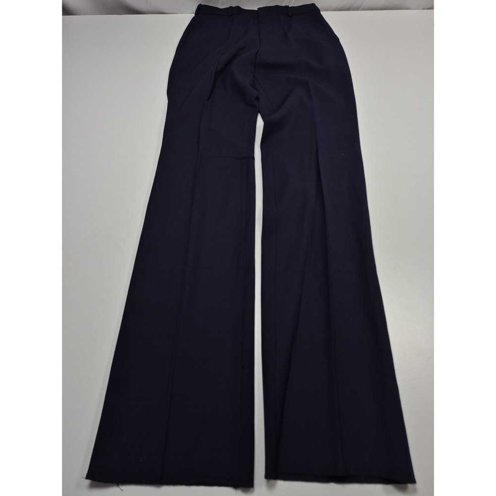 VTG Tattersall Dress Pants Men's 31x36 Blue Wool Straight Unhemmed Flat Front